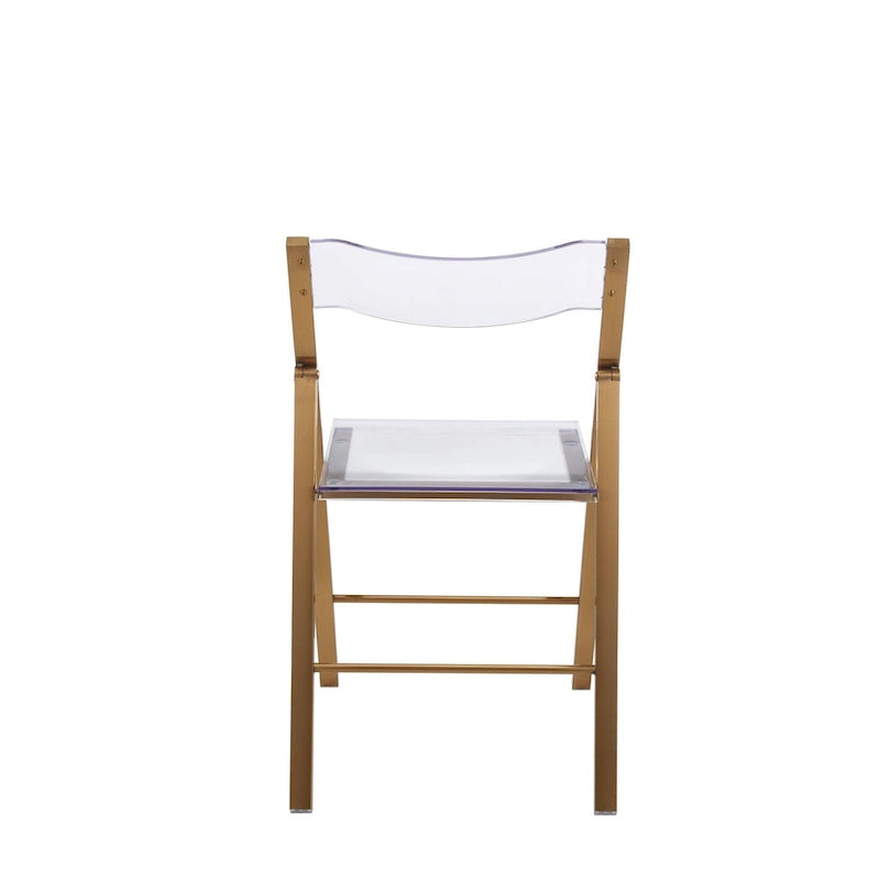 Foldable Acrylic Dining Chair with Chrome Frame, Indoor and Outdoor