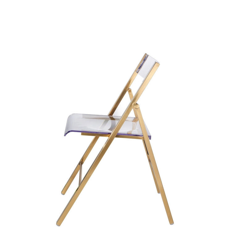 Foldable Acrylic Dining Chair with Chrome Frame, Indoor and Outdoor
