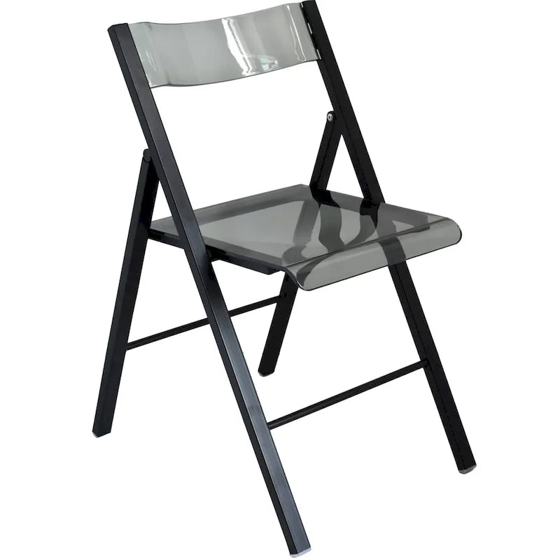 Foldable Acrylic Dining Chair with Chrome Frame, Indoor and Outdoor