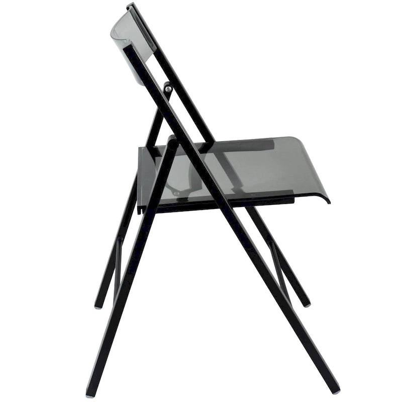 Foldable Acrylic Dining Chair with Chrome Frame, Indoor and Outdoor