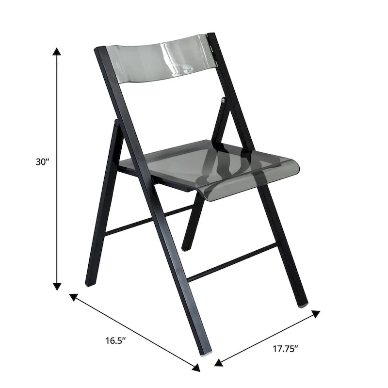 Foldable Acrylic Dining Chair with Chrome Frame, Indoor and Outdoor