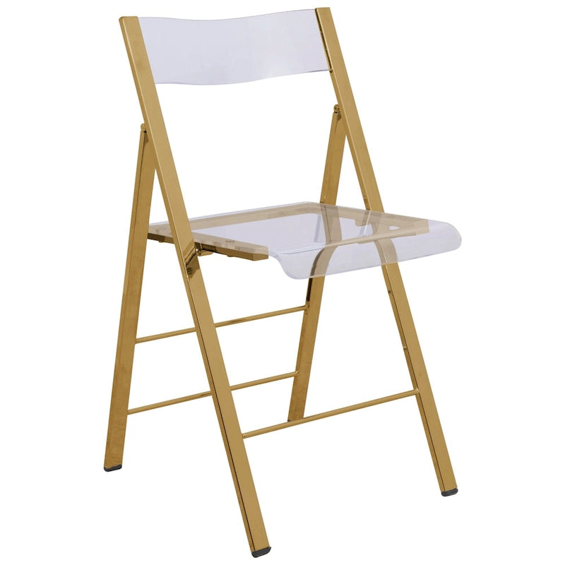 Foldable Acrylic Dining Chair with Chrome Frame, Indoor and Outdoor