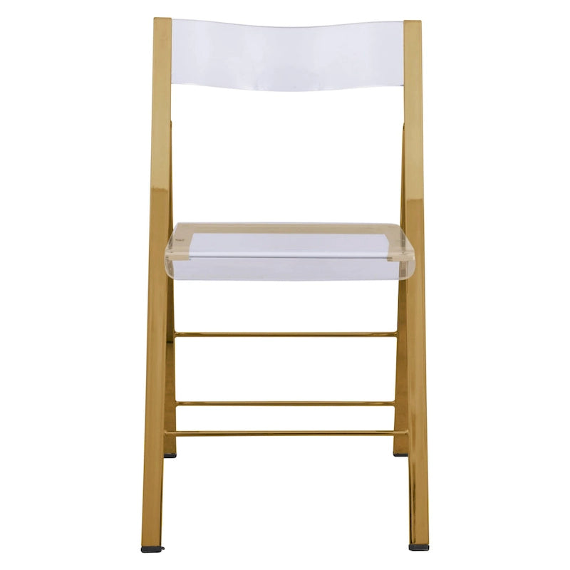 Foldable Acrylic Dining Chair with Chrome Frame, Indoor and Outdoor