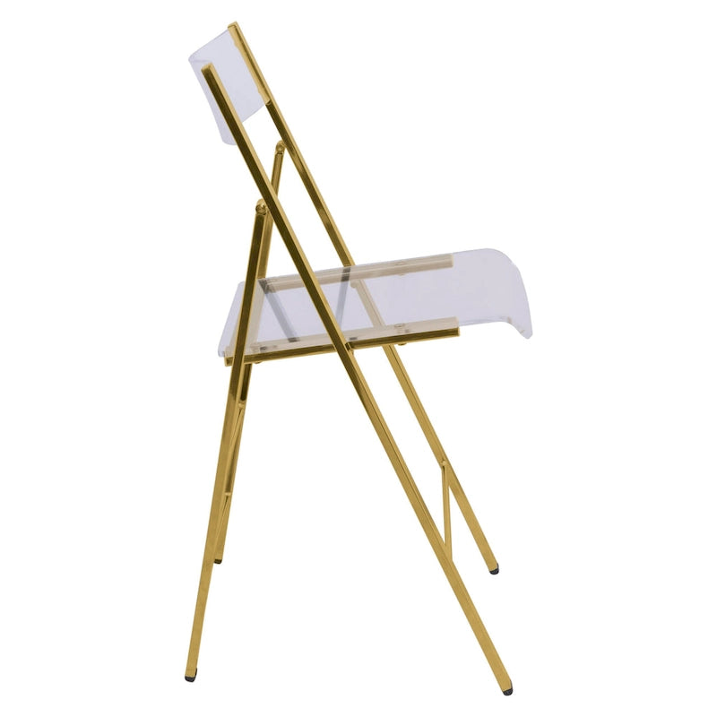 Foldable Acrylic Dining Chair with Chrome Frame, Indoor and Outdoor