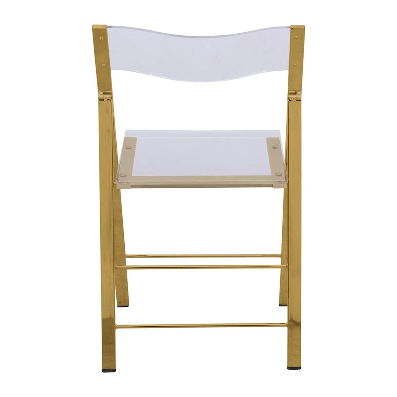 Foldable Acrylic Dining Chair with Chrome Frame, Indoor and Outdoor