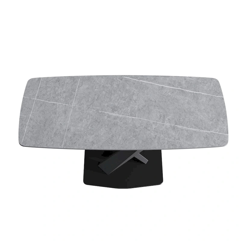 71-Inch Modern Dining Table with Slate Stone Top and Metal Legs