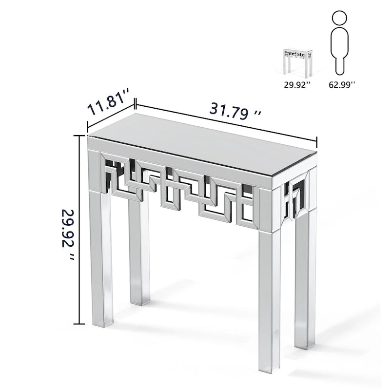 Modern Mirrored Console Table with Geometric Frame