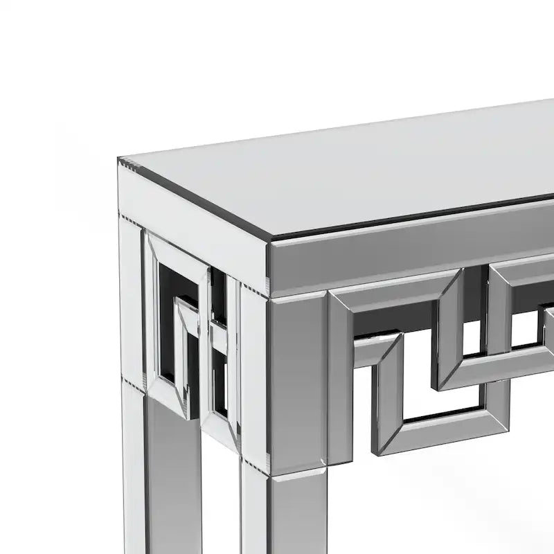 Modern Mirrored Console Table with Geometric Frame