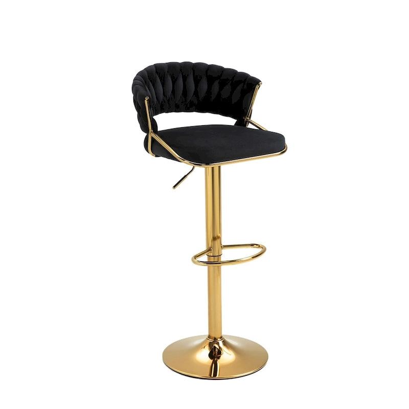 Adjustable Height Swivel Bar Stool with Velvet Seat, Set of 4