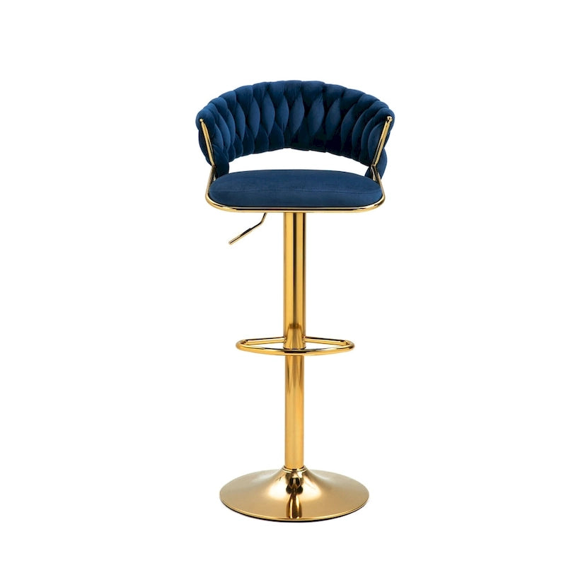 Adjustable Height Swivel Bar Stool with Velvet Seat, Set of 4
