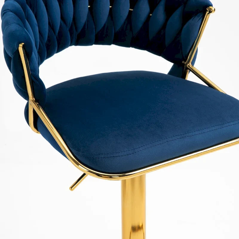 Adjustable Height Swivel Bar Stool with Velvet Seat, Set of 4