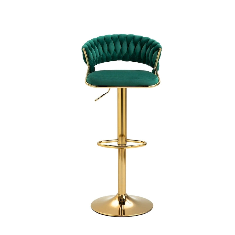 Adjustable Height Swivel Bar Stool with Velvet Seat, Set of 4