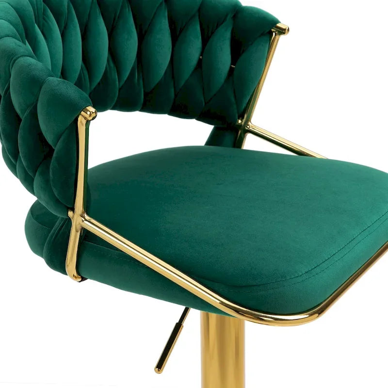 Adjustable Height Swivel Bar Stool with Velvet Seat, Set of 4