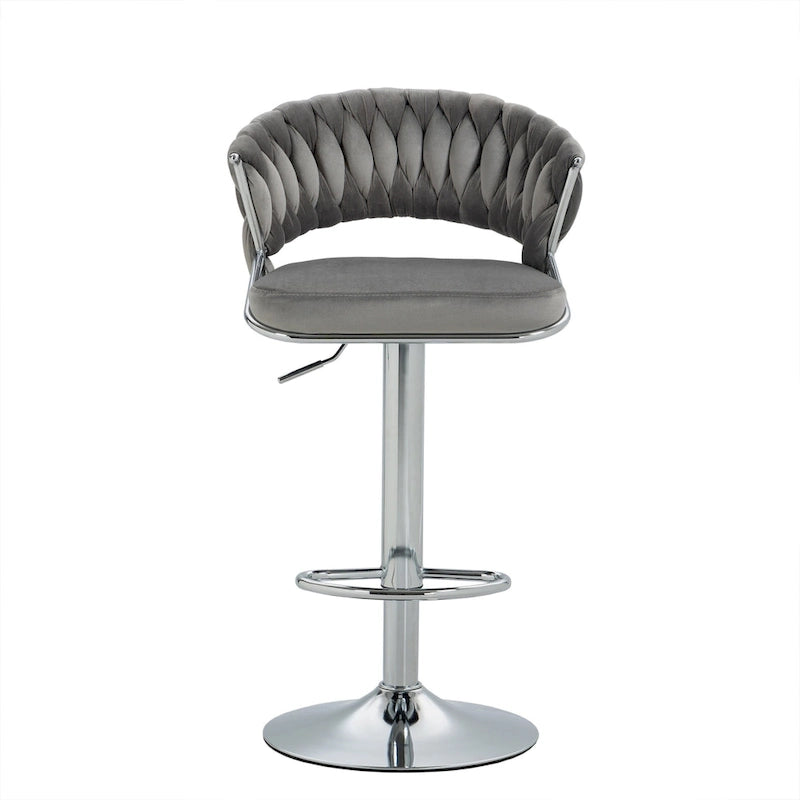 Adjustable Height Swivel Bar Stool with Velvet Seat, Set of 4