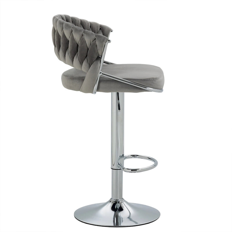 Adjustable Height Swivel Bar Stool with Velvet Seat, Set of 4