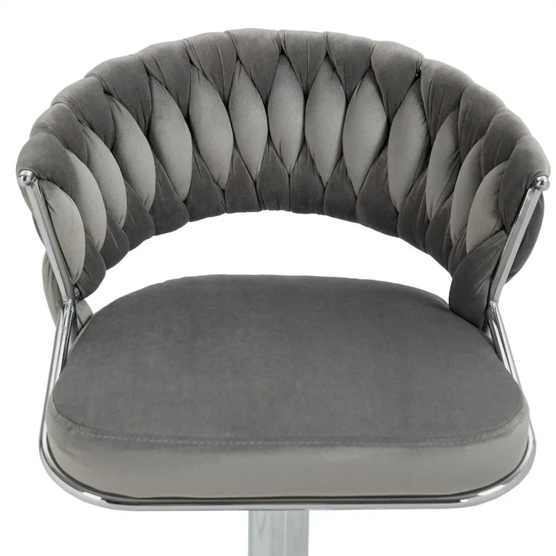 Adjustable Height Swivel Bar Stool with Velvet Seat, Set of 4