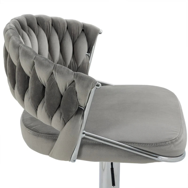 Adjustable Height Swivel Bar Stool with Velvet Seat, Set of 4