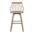 Farmhouse Counter Stool with White Washed Seat and 360° Swivel