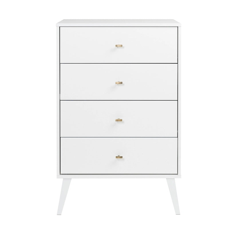Mid-Century Modern 4-Drawer Chest with Tapered Wood Legs