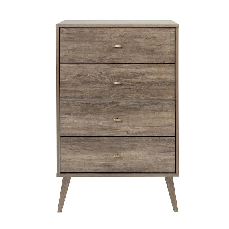 Mid-Century Modern 4-Drawer Chest with Tapered Wood Legs