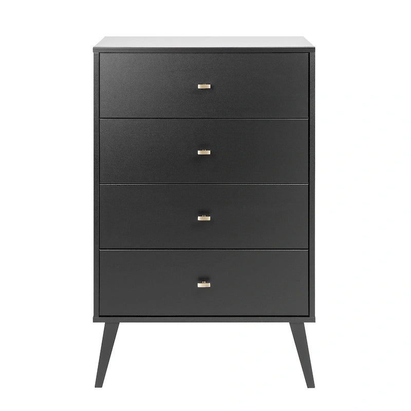 Mid-Century Modern 4-Drawer Chest with Tapered Wood Legs