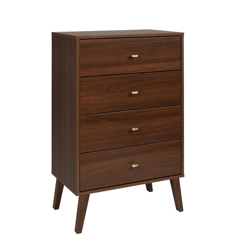 Mid-Century Modern 4-Drawer Chest with Tapered Wood Legs