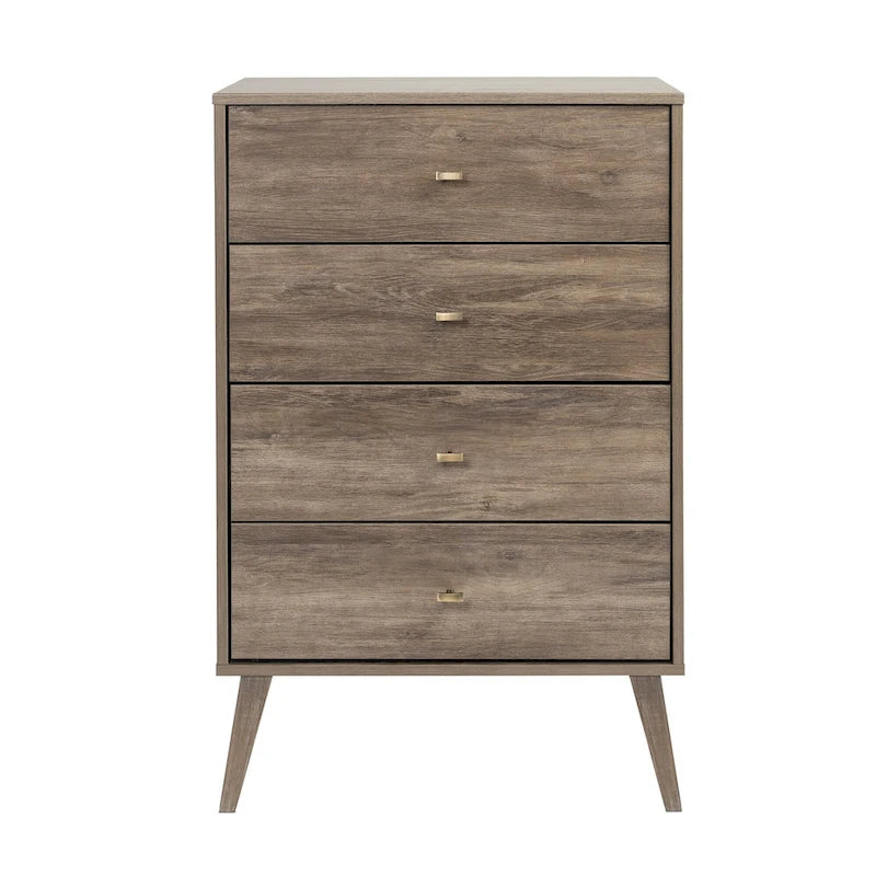 Mid-Century Modern 4-Drawer Chest with Tapered Wood Legs
