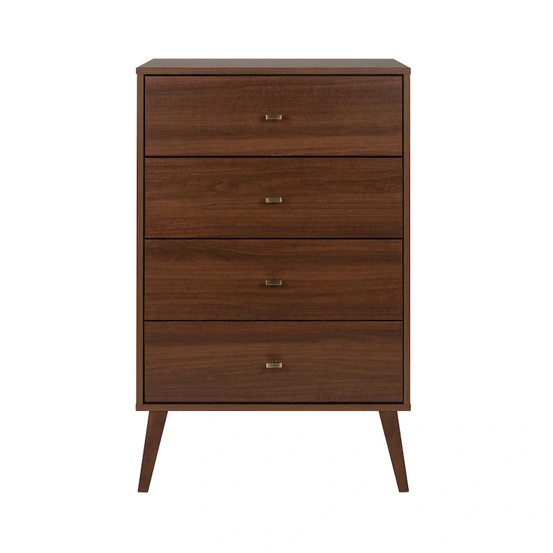 Mid-Century Modern 4-Drawer Chest with Tapered Wood Legs