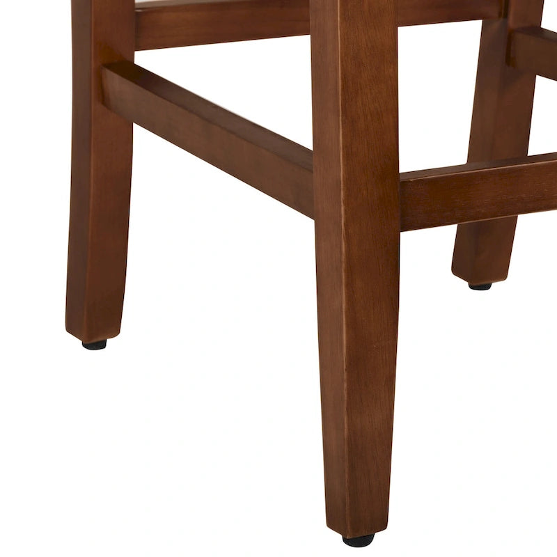 29-Inch Brown Faux Leather Barstool with Wood Legs