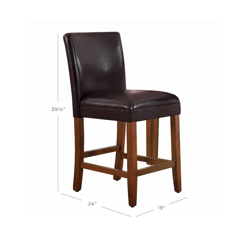 29-Inch Brown Faux Leather Barstool with Wood Legs