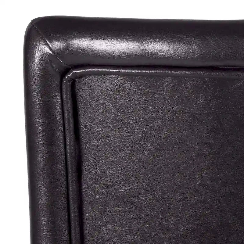 29-Inch Brown Faux Leather Barstool with Wood Legs