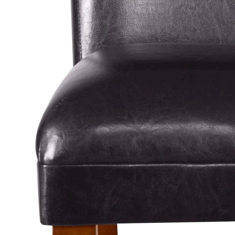29-Inch Brown Faux Leather Barstool with Wood Legs