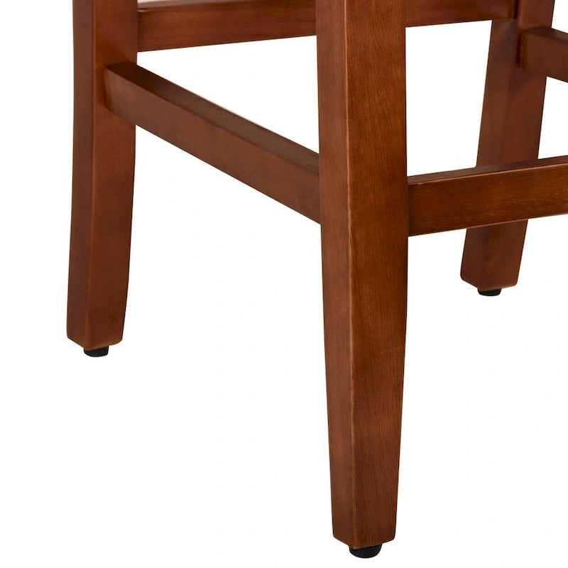 29-Inch Brown Faux Leather Barstool with Wood Legs