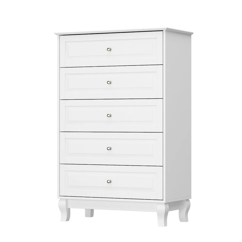 5-Drawer Lacquered Dresser with Solid Wood Legs, 31.5W x 47.2H inches