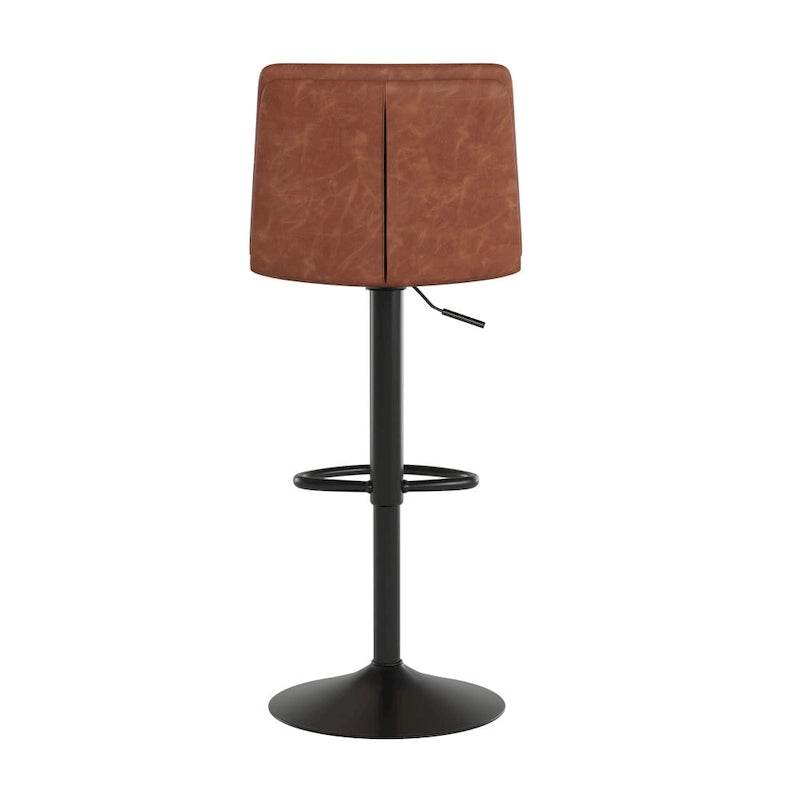 Adjustable Height Bar Stool with Faux Leather Seat and Swivel, Set of 2