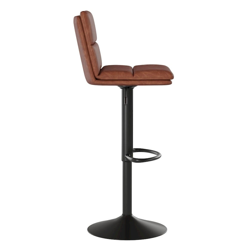 Adjustable Height Bar Stool with Faux Leather Seat and Swivel, Set of 2
