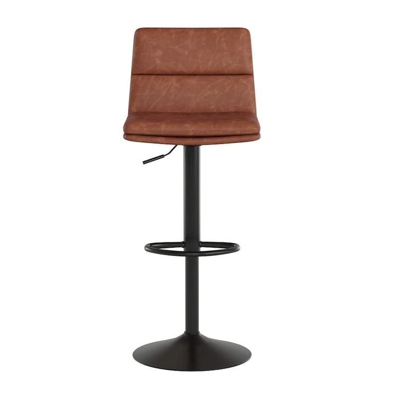 Adjustable Height Bar Stool with Faux Leather Seat and Swivel, Set of 2