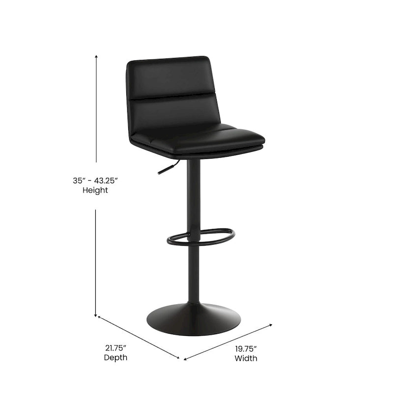 Adjustable Height Bar Stool with Faux Leather Seat and Swivel, Set of 2