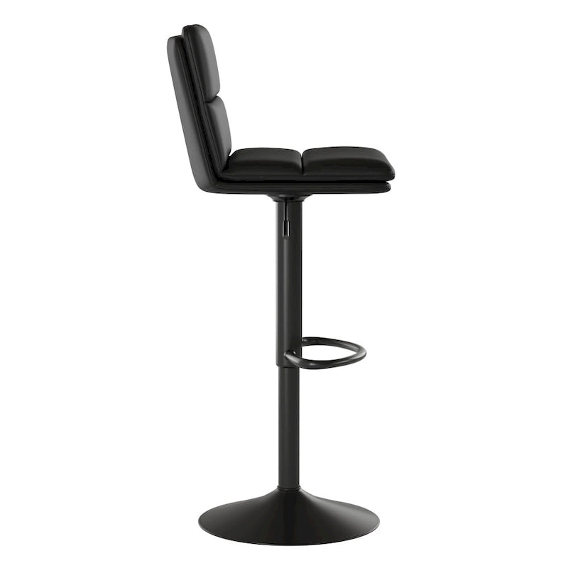 Adjustable Height Bar Stool with Faux Leather Seat and Swivel, Set of 2