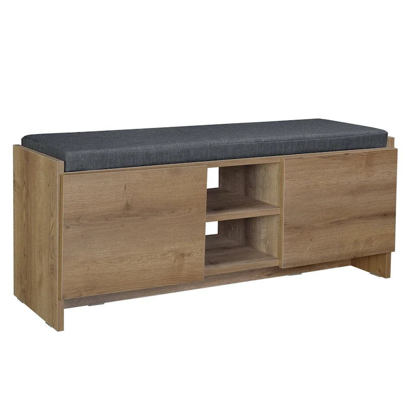 Shoe Storage Cabinet with Shelves, Cushion Bench and 6 Compartments