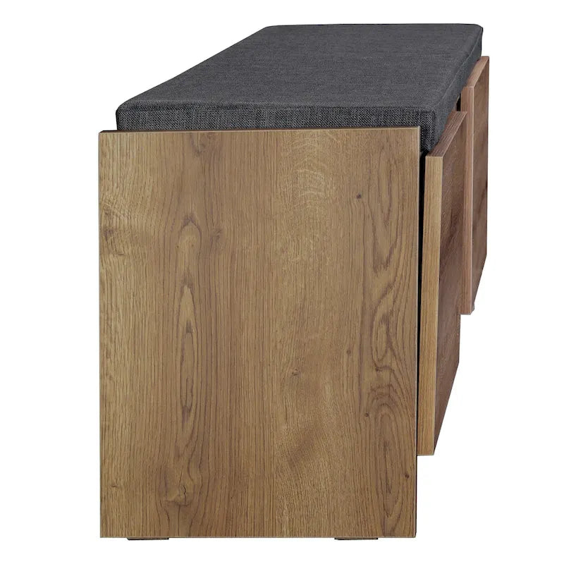 Shoe Storage Cabinet with Shelves, Cushion Bench and 6 Compartments