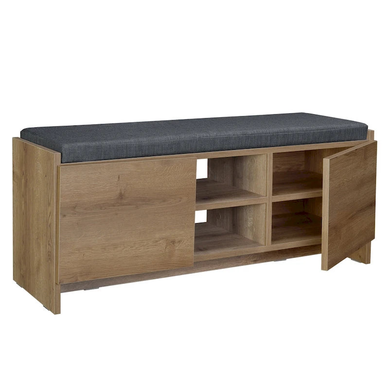 Shoe Storage Cabinet with Shelves, Cushion Bench and 6 Compartments