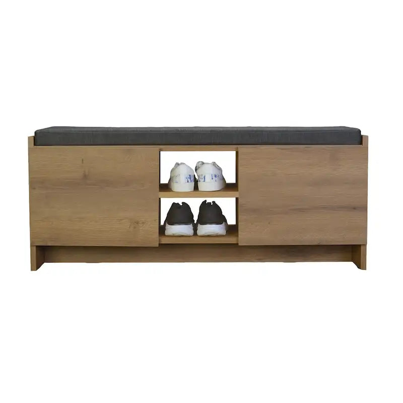Shoe Storage Cabinet with Shelves, Cushion Bench and 6 Compartments