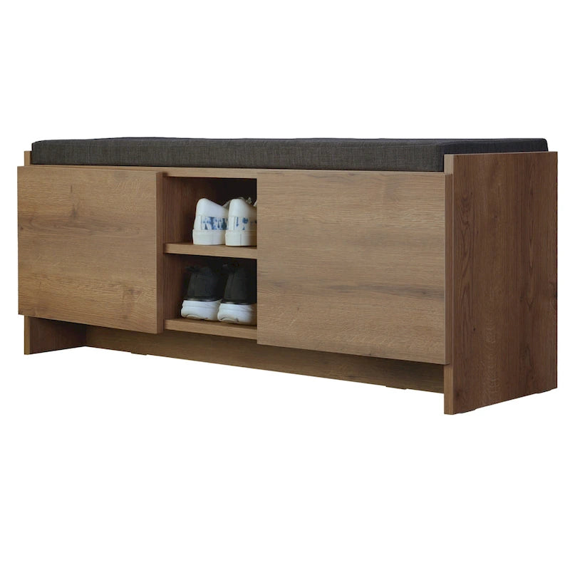 Shoe Storage Cabinet with Shelves, Cushion Bench and 6 Compartments