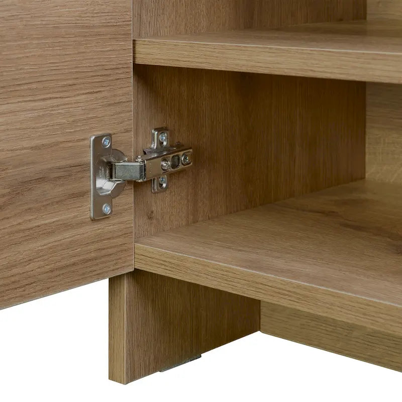 Shoe Storage Cabinet with Shelves, Cushion Bench and 6 Compartments