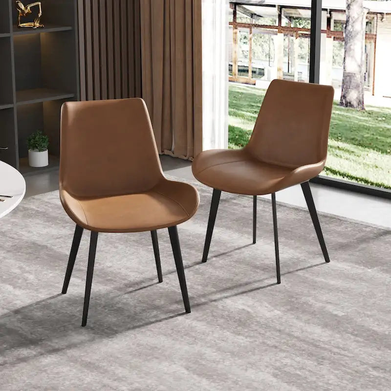 Modern Faux Leather Dining Chair with Metal Legs, Set of 2 or 4