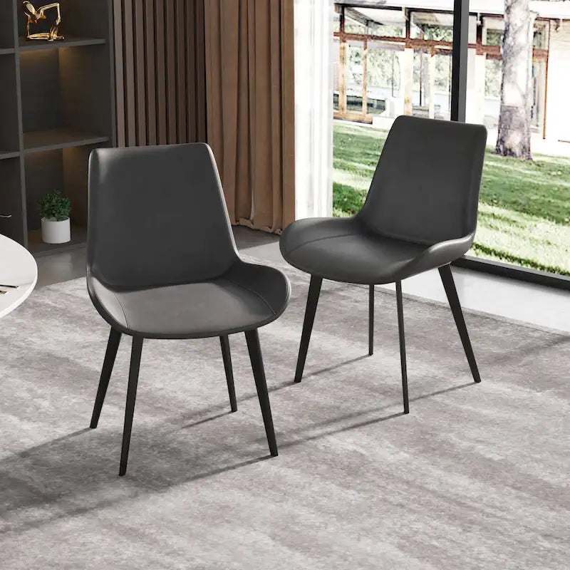 Modern Faux Leather Dining Chair with Metal Legs, Set of 2 or 4