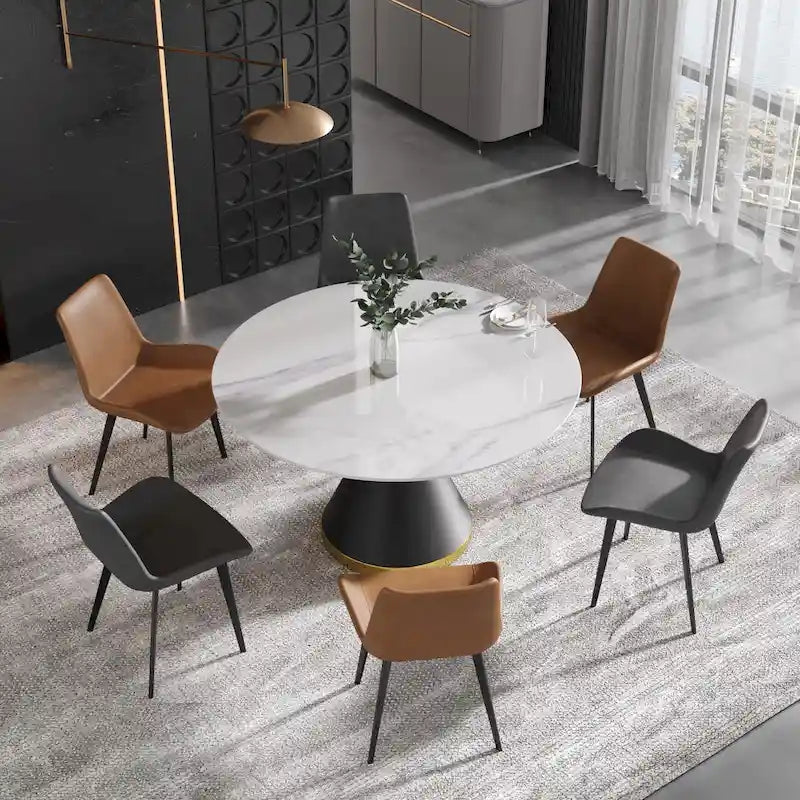 Modern Faux Leather Dining Chair with Metal Legs, Set of 2 or 4