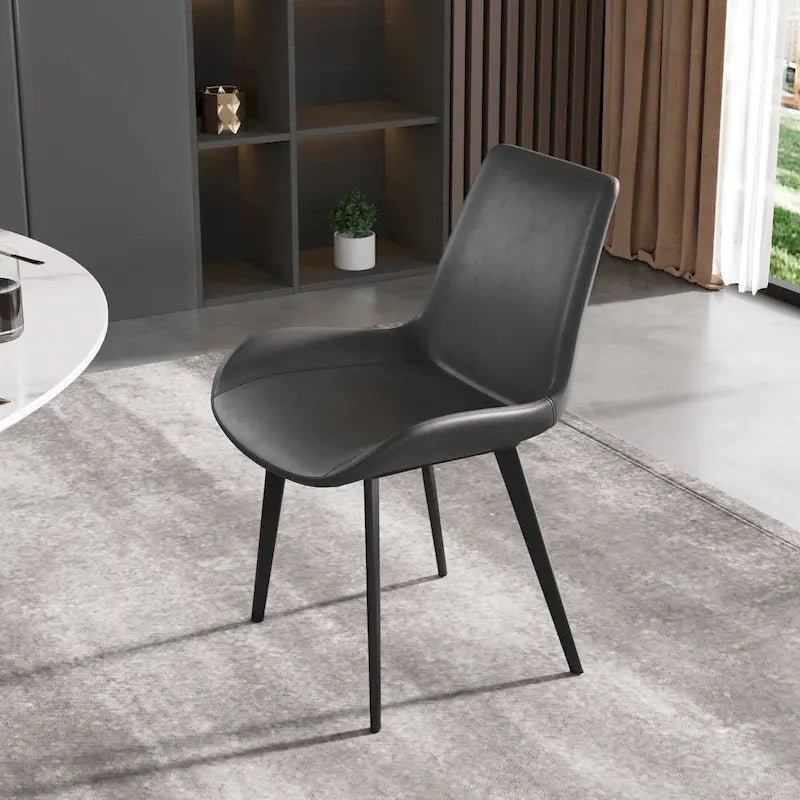 Modern Faux Leather Dining Chair with Metal Legs, Set of 2 or 4
