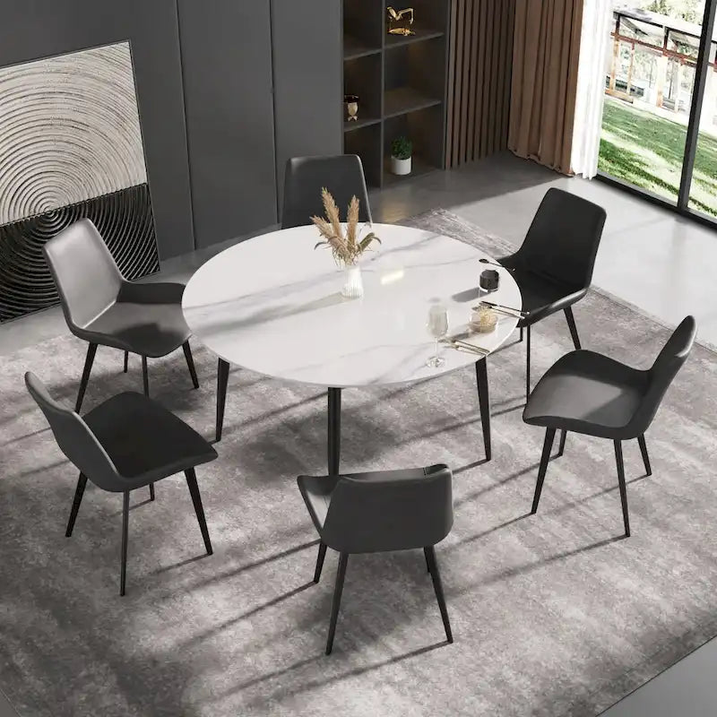 Modern Faux Leather Dining Chair with Metal Legs, Set of 2 or 4